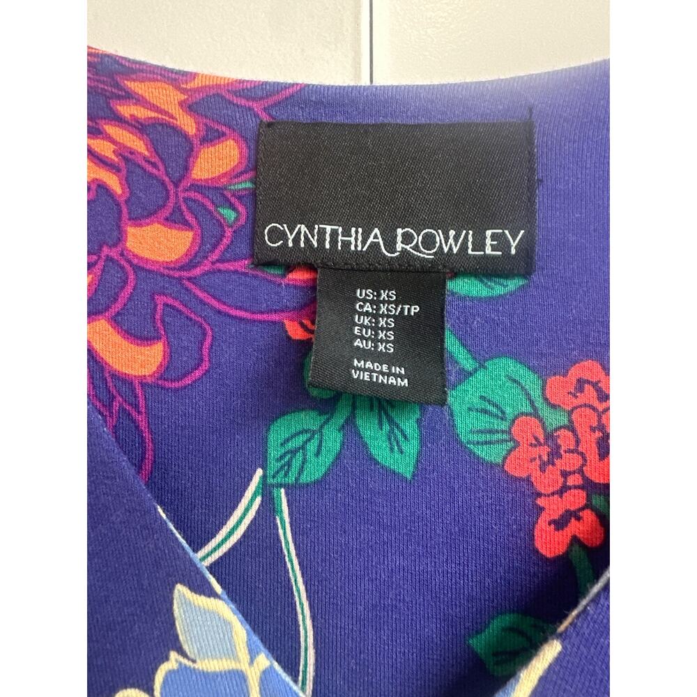 Cynthia Rowley Purple with Vibrant Multicolor Floral Pattern Maxi Dress - Picture 2 of 6